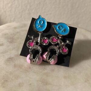 Stud Earrings stud OK bubble chat, bicycle and headphones